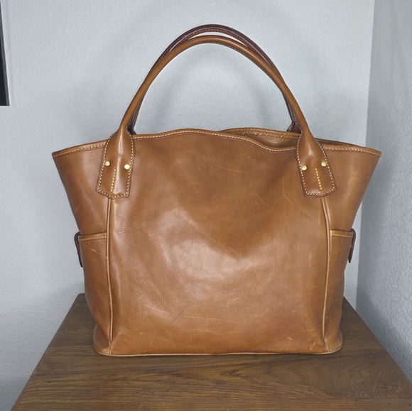 Dooney & Bourke Tan Pebbled Leather Kristen Satchel - Picture 3 of 16